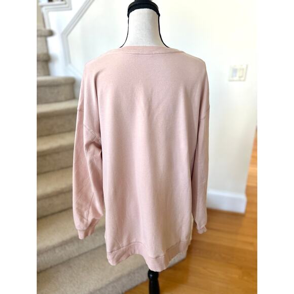 Wildfox Pink "But First Cocktails" Velvet Script Oversize Sweatshirt - Picture 2 of 7